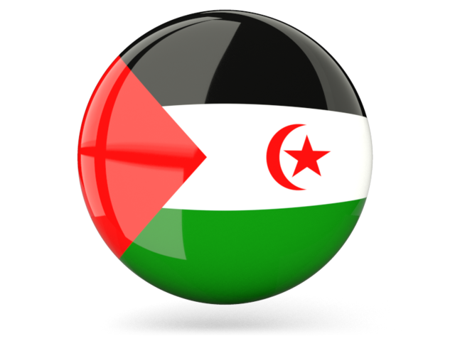 Glossy round icon. Download flag icon of Western Sahara at PNG format