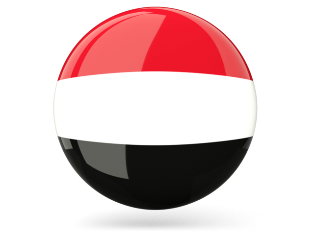 Glossy round icon. Download flag icon of Yemen at PNG format