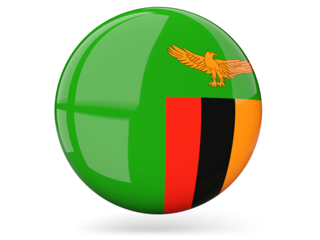 Glossy round icon. Download flag icon of Zambia at PNG format