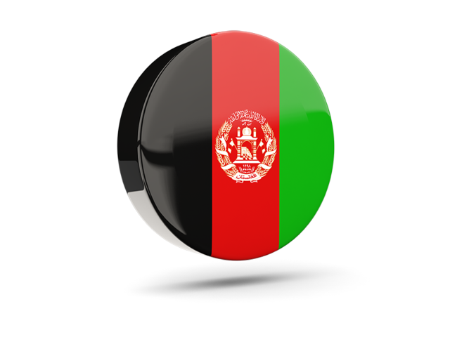 Glossy round icon 3d. Download flag icon of Afghanistan at PNG format