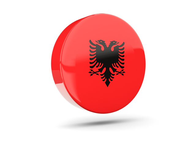 Glossy round icon 3d. Download flag icon of Albania at PNG format
