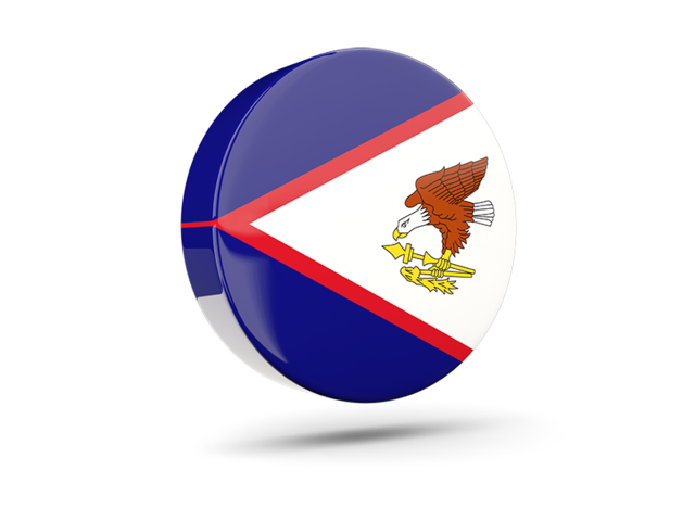 Глянцевая круглая 3D иконка. Скачать флаг. Американское Самоа