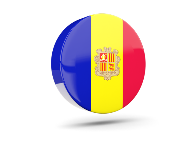 Glossy round icon 3d. Download flag icon of Andorra at PNG format