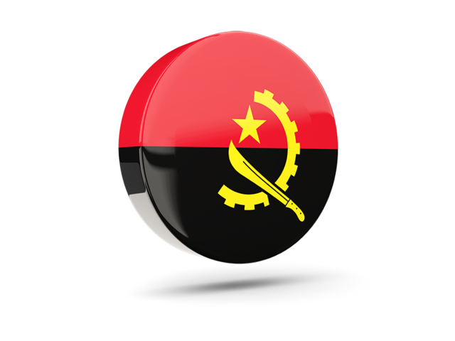 Glossy round icon 3d. Download flag icon of Angola at PNG format