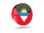 Antigua and Barbuda. Glossy round icon 3d. Download icon.