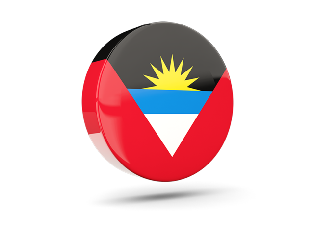 Glossy round icon 3d. Download flag icon of Antigua and Barbuda at PNG format
