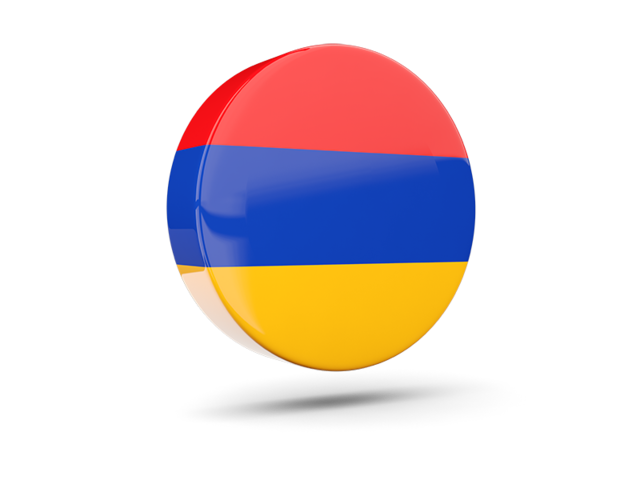 Glossy round icon 3d. Download flag icon of Armenia at PNG format