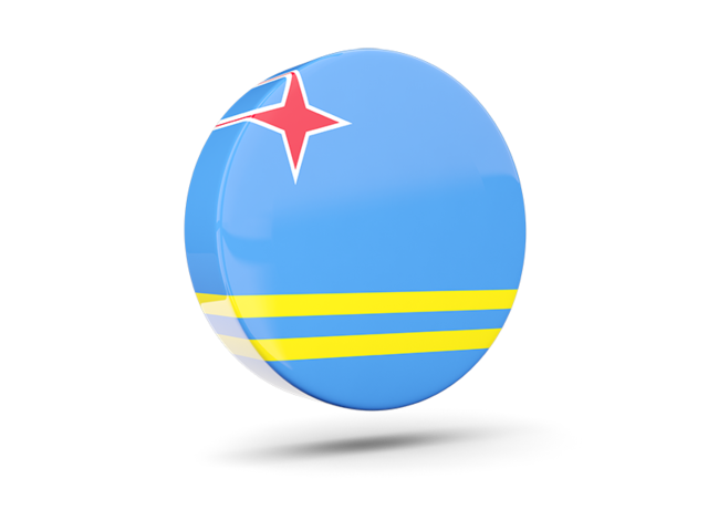 Glossy round icon 3d. Download flag icon of Aruba at PNG format