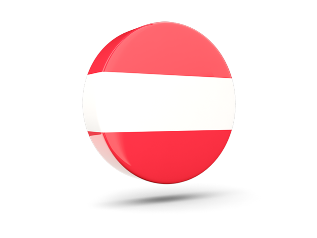 Glossy round icon 3d. Download flag icon of Austria at PNG format