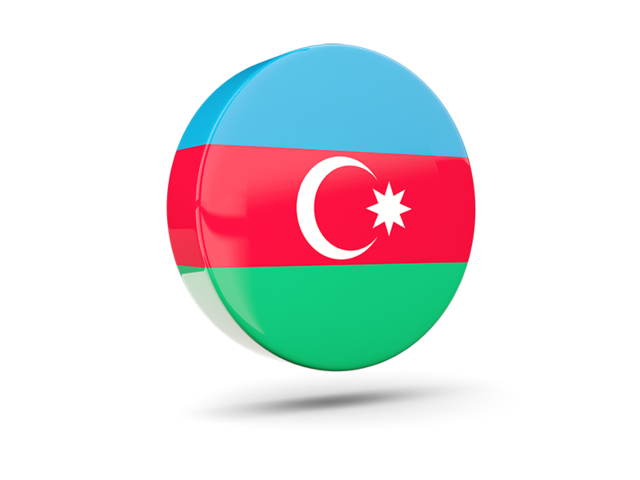 Glossy round icon 3d. Download flag icon of Azerbaijan at PNG format