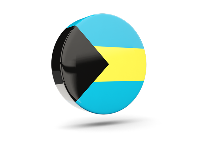 Глянцевая круглая 3D иконка. Скачать флаг. Багамские Острова