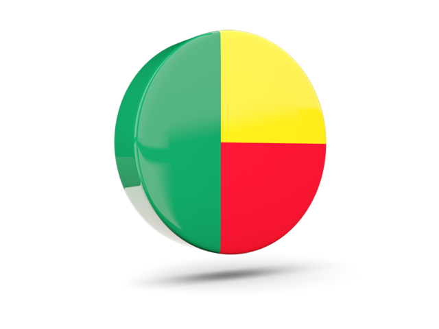 Glossy round icon 3d. Download flag icon of Benin at PNG format