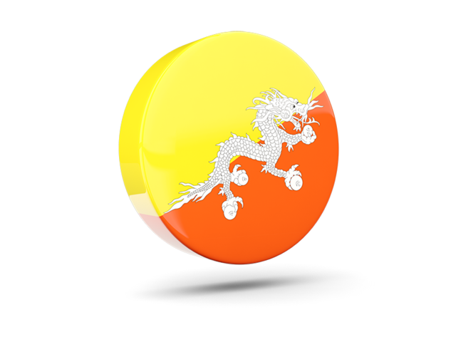 Glossy round icon 3d. Download flag icon of Bhutan at PNG format