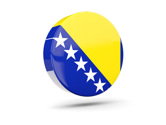 Glossy round icon 3d. Download flag icon of Bosnia and Herzegovina at PNG format