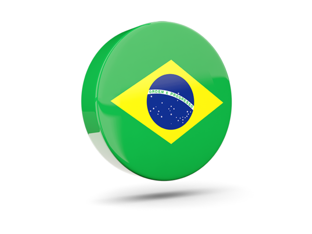Glossy round icon 3d. Download flag icon of Brazil at PNG format