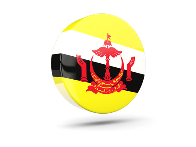 Glossy round icon 3d. Download flag icon of Brunei at PNG format