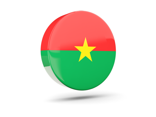 Glossy round icon 3d. Download flag icon of Burkina Faso at PNG format