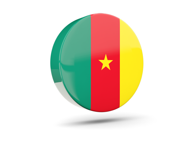 Glossy round icon 3d. Download flag icon of Cameroon at PNG format