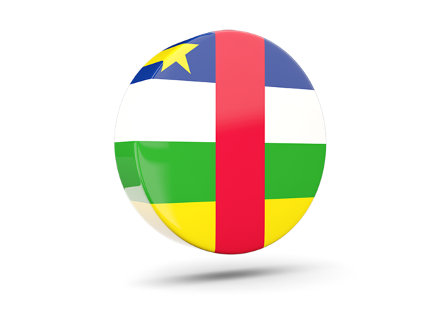 Glossy round icon 3d. Download flag icon of Central African Republic at PNG format