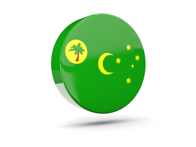 Glossy round icon 3d. Download flag icon of Cocos Islands at PNG format