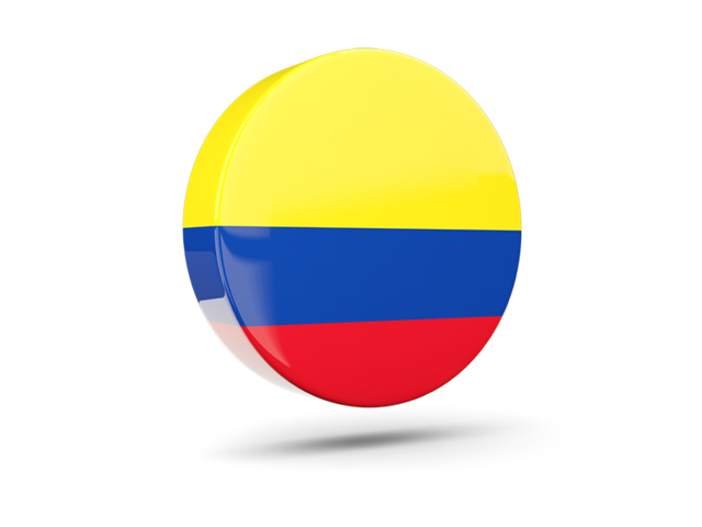 Glossy round icon 3d. Download flag icon of Colombia at PNG format