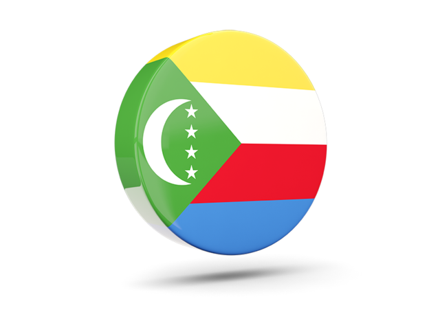 Glossy round icon 3d. Download flag icon of Comoros at PNG format