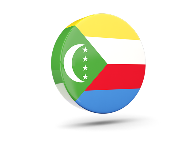 Glossy Round Icon 3d Illustration Of Flag Of Comoros