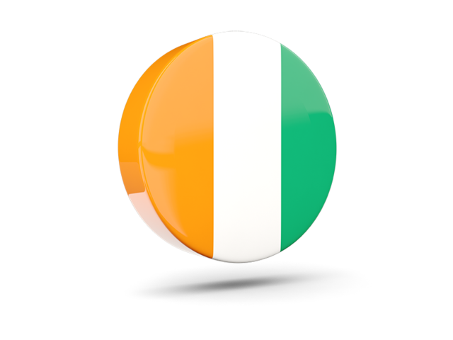 Glossy round icon 3d. Download flag icon of Cote d'Ivoire at PNG format