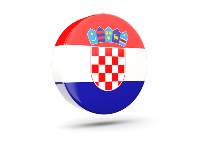 Glossy round icon 3d. Illustration of flag of Croatia