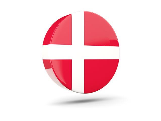 Глянцевая круглая 3D иконка. Скачать флаг. Дания