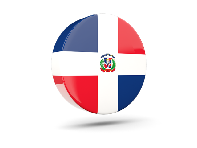 Глянцевая круглая 3D иконка. Скачать флаг. Доминиканская Республика
