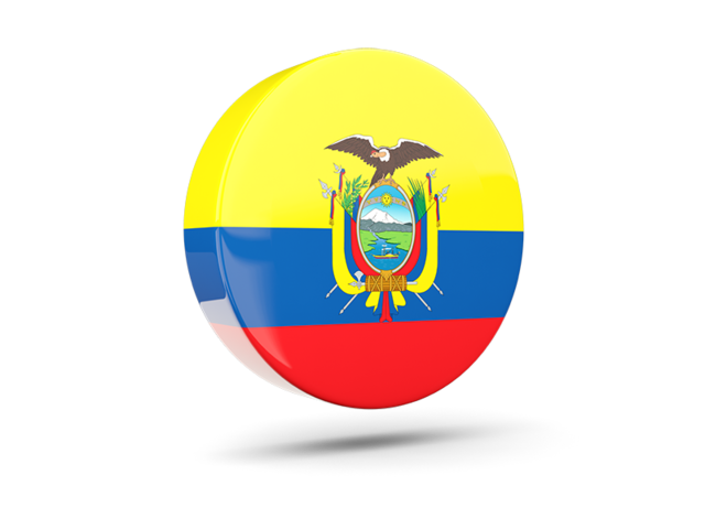 Glossy round icon 3d. Download flag icon of Ecuador at PNG format
