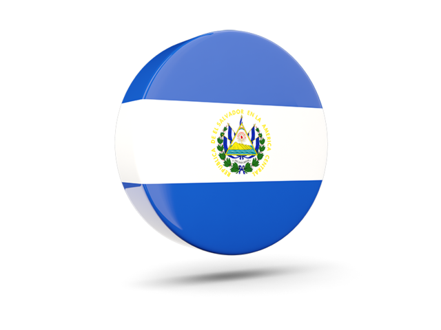 Glossy round icon 3d. Download flag icon of El Salvador at PNG format