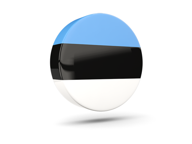 Glossy round icon 3d. Download flag icon of Estonia at PNG format