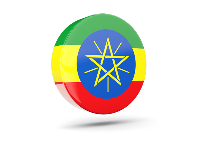 Glossy round icon 3d. Download flag icon of Ethiopia at PNG format