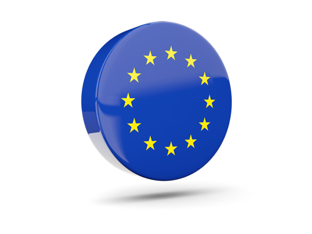 Glossy round icon 3d. Download flag icon of European Union at PNG format