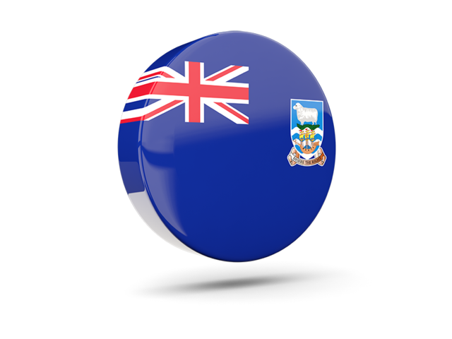 Glossy round icon 3d. Download flag icon of Falkland Islands at PNG format