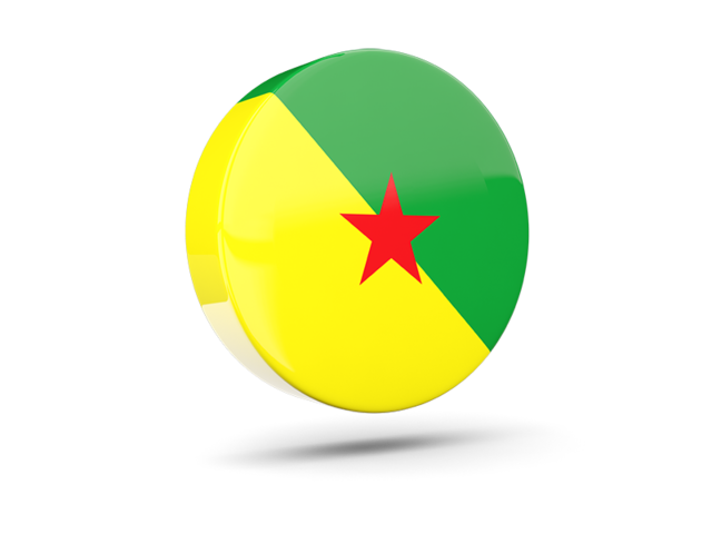 Glossy round icon 3d. Download flag icon of French Guiana at PNG format