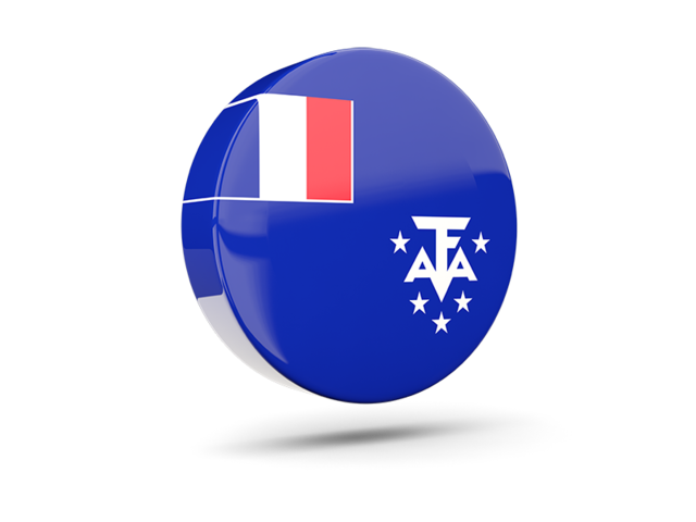 Glossy round icon 3d. Download flag icon of French Southern and Antarctic Lands at PNG format