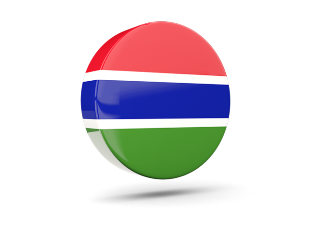 Глянцевая круглая 3D иконка. Скачать флаг. Гамбия