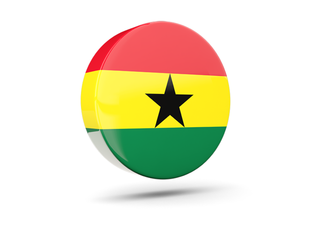 Glossy round icon 3d. Download flag icon of Ghana at PNG format