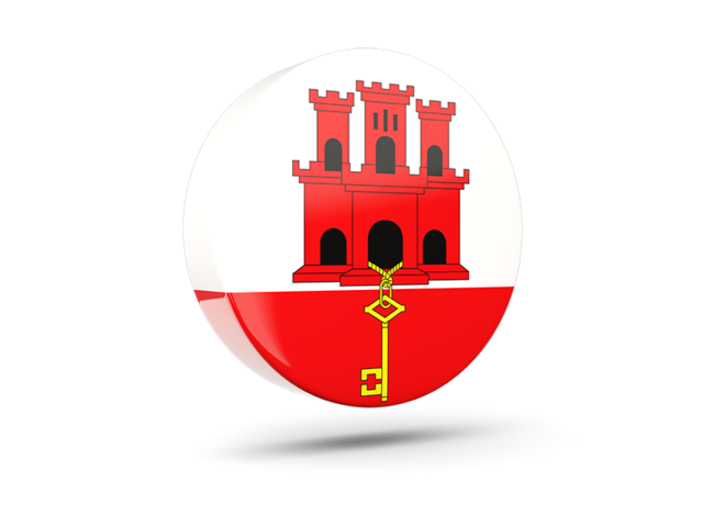 Glossy round icon 3d. Download flag icon of Gibraltar at PNG format