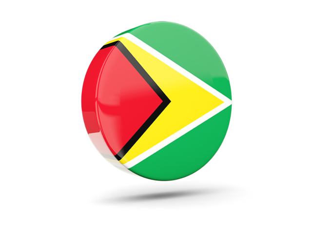 Glossy round icon 3d. Download flag icon of Guyana at PNG format