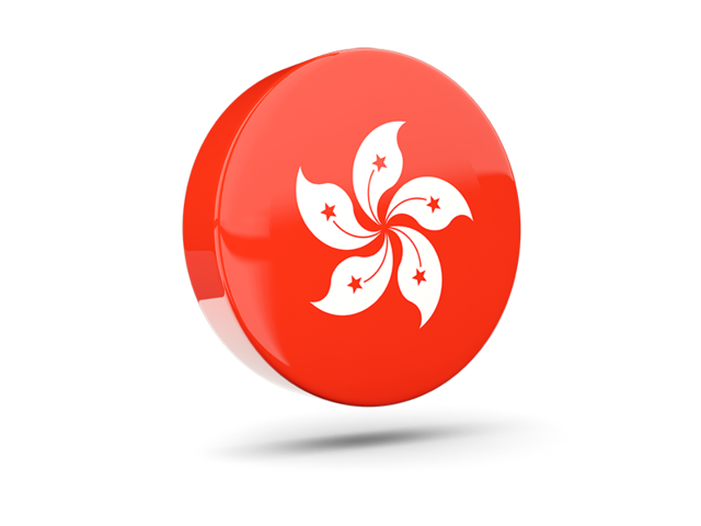 Glossy round icon 3d. Download flag icon of Hong Kong at PNG format