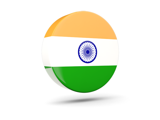 Glossy round icon 3d. Download flag icon of India at PNG format