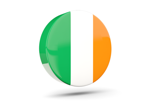 Glossy round icon 3d. Download flag icon of Ireland at PNG format