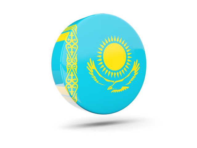 Glossy round icon 3d. Download flag icon of Kazakhstan at PNG format
