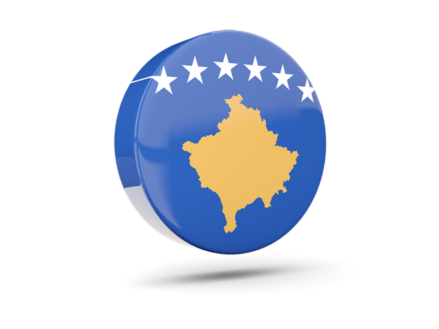 Glossy round icon 3d. Download flag icon of Kosovo at PNG format