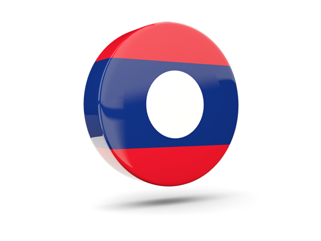 Glossy round icon 3d. Download flag icon of Laos at PNG format