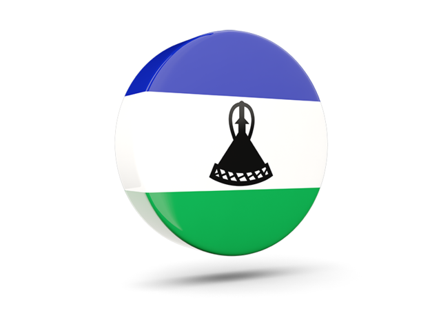 Glossy round icon 3d. Download flag icon of Lesotho at PNG format